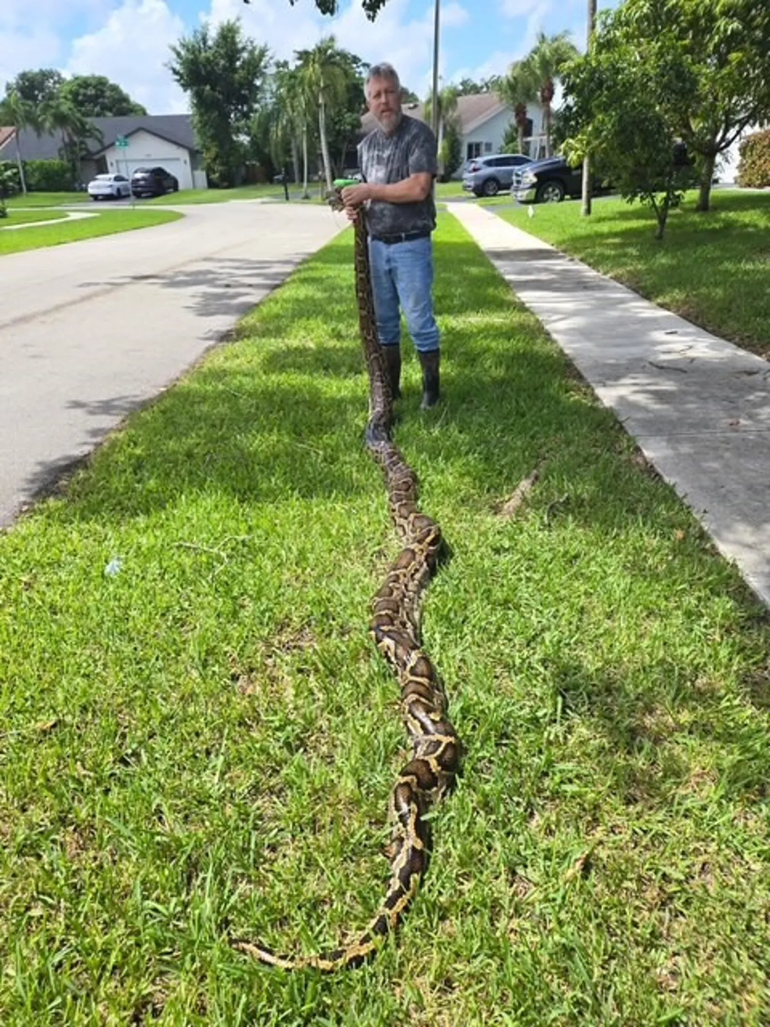 Python hunter Michael Marousky was credited with capturing the longest python in the 2025 Florida Python Challenge. One of the snakes he caught was measured at 15 feet, 11 inches long.